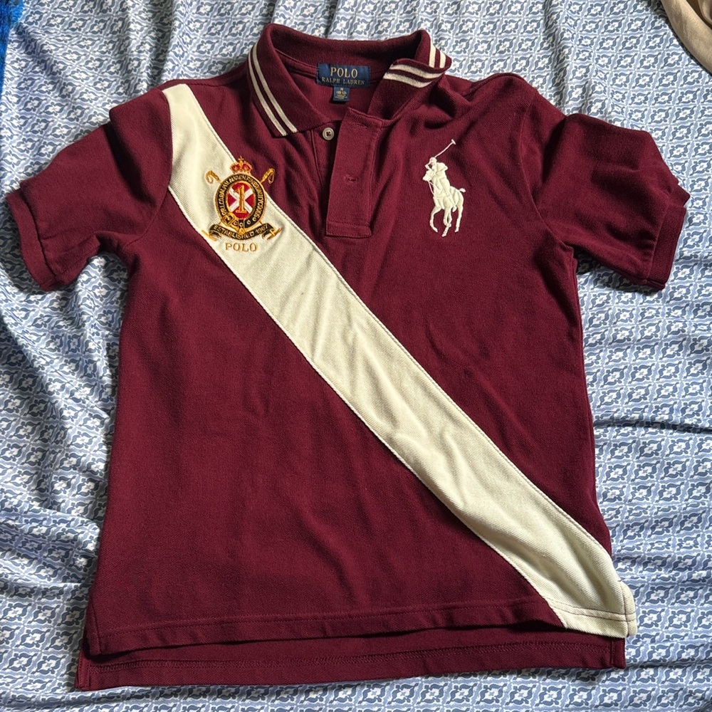 Polo by Ralph Lauren Kids Burgundy and Cream Polo Shirt